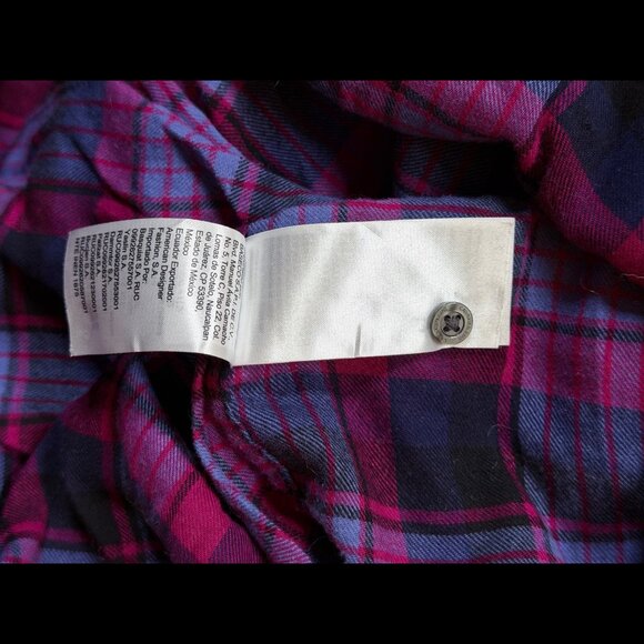 Calvin Klein Shirt Small Womens Purple Pink Plaid Henley Plaid Wester Collared - Picture 7 of 8